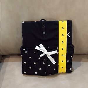Calvin Klein Black Pajama Set with White Stars